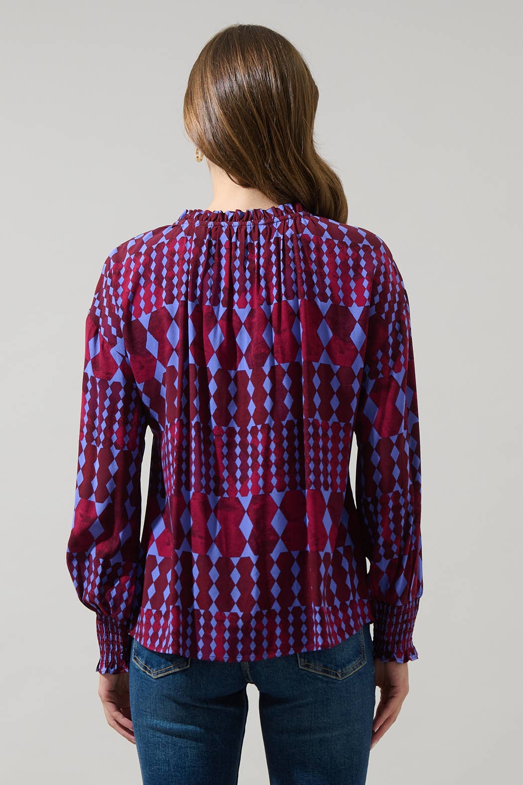 Abstract Weylin Split Neck Blouse