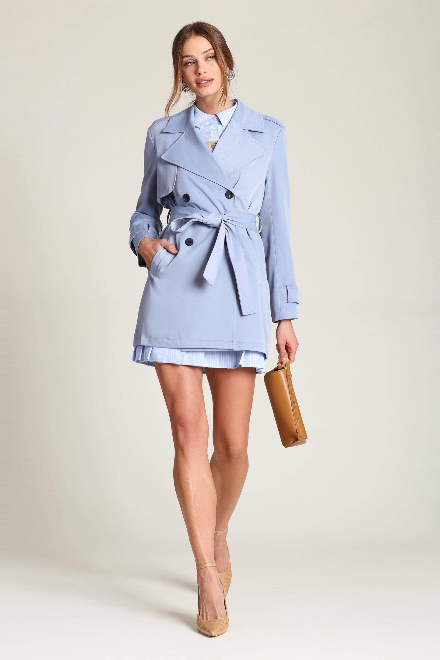 Periwinkle Belted Trench Coat