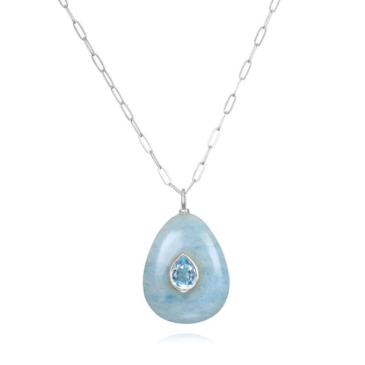 Aquamarine & Blue Topaz Pear Necklace