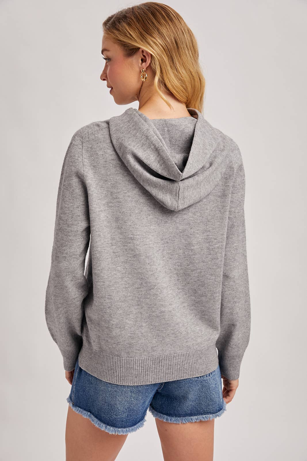 Everyday Knit Sweater Hoodie -  Gray