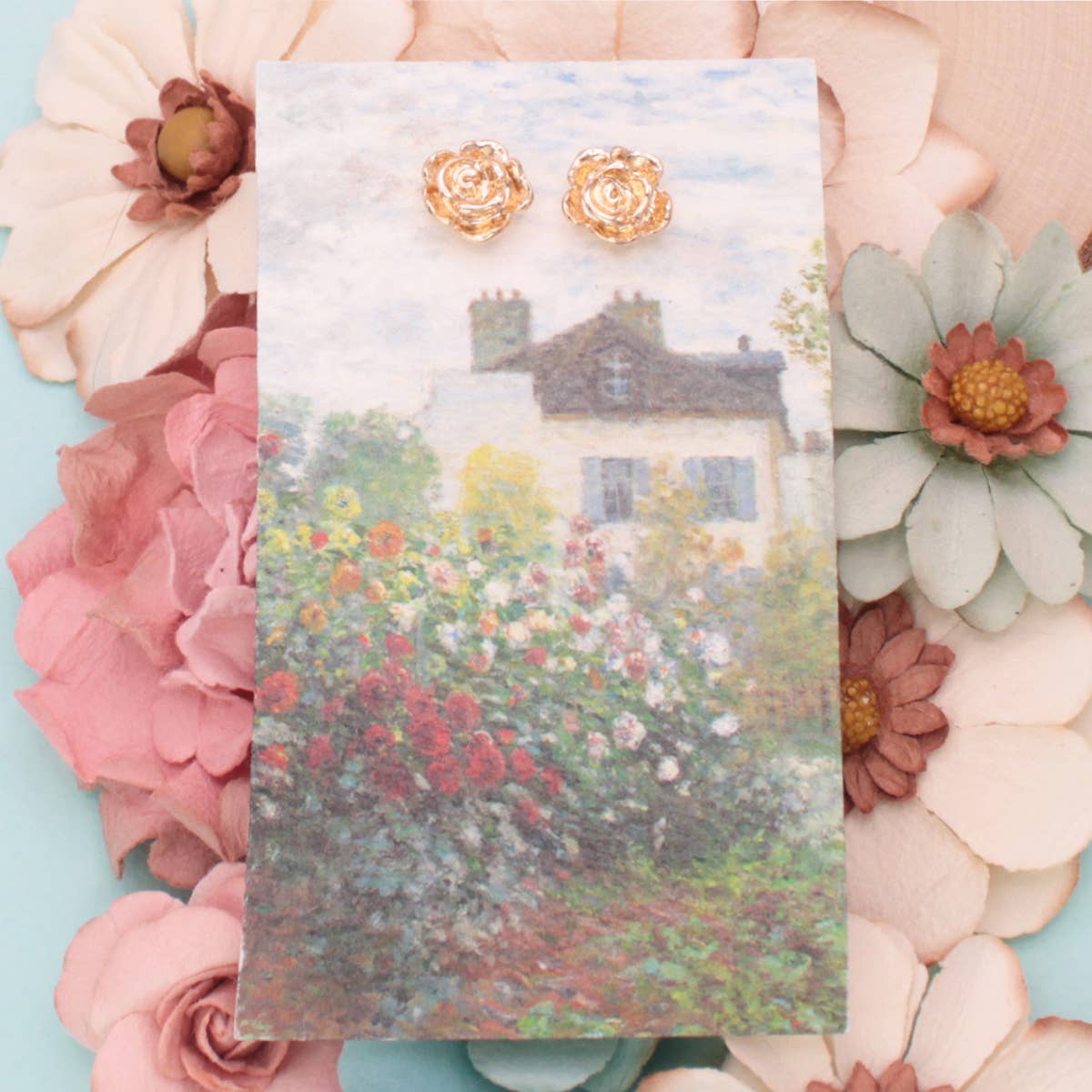 Garden Dahlias Fine Art Flower Earrings