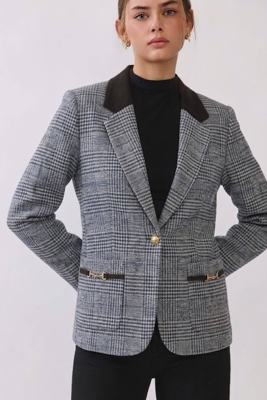 Horse Bit Plaid Blazer