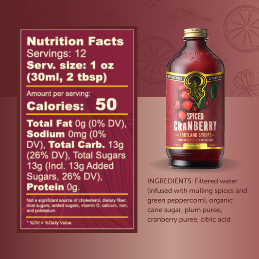 Spiced Cranberry Syrup - Cocktail / Mocktail Drink Mix