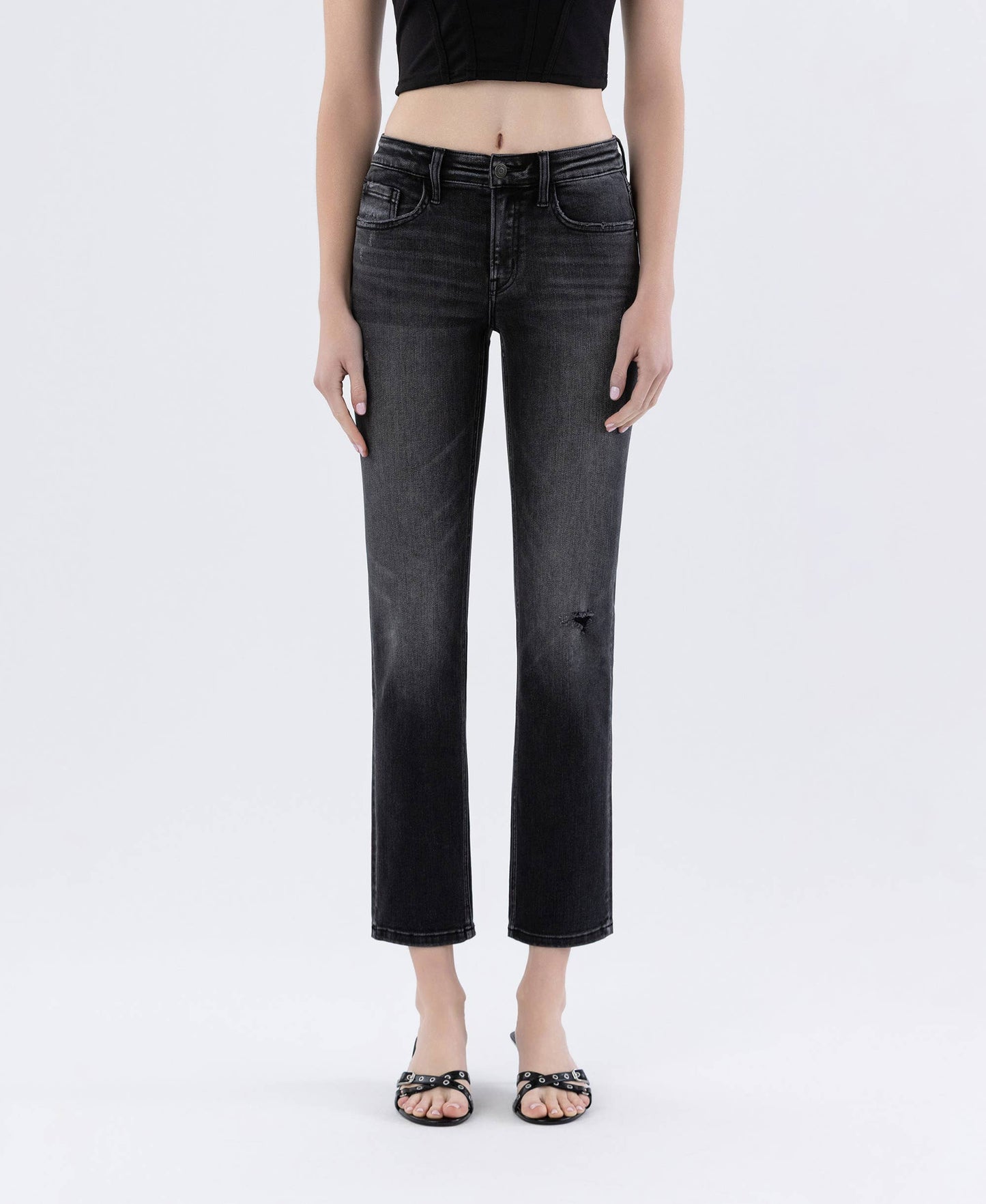 FLYING MONKEY Mid Rise Ankle Slim Straight Jean