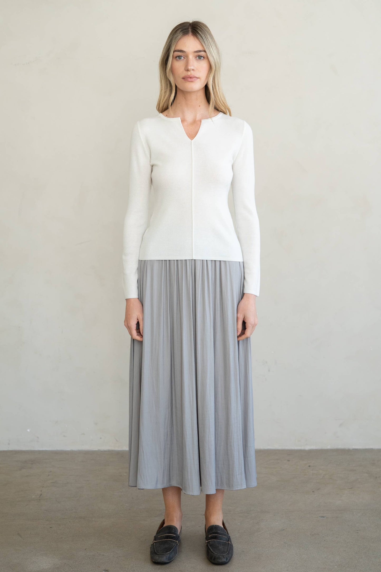 Soft Slim V-Notch Sweater Top