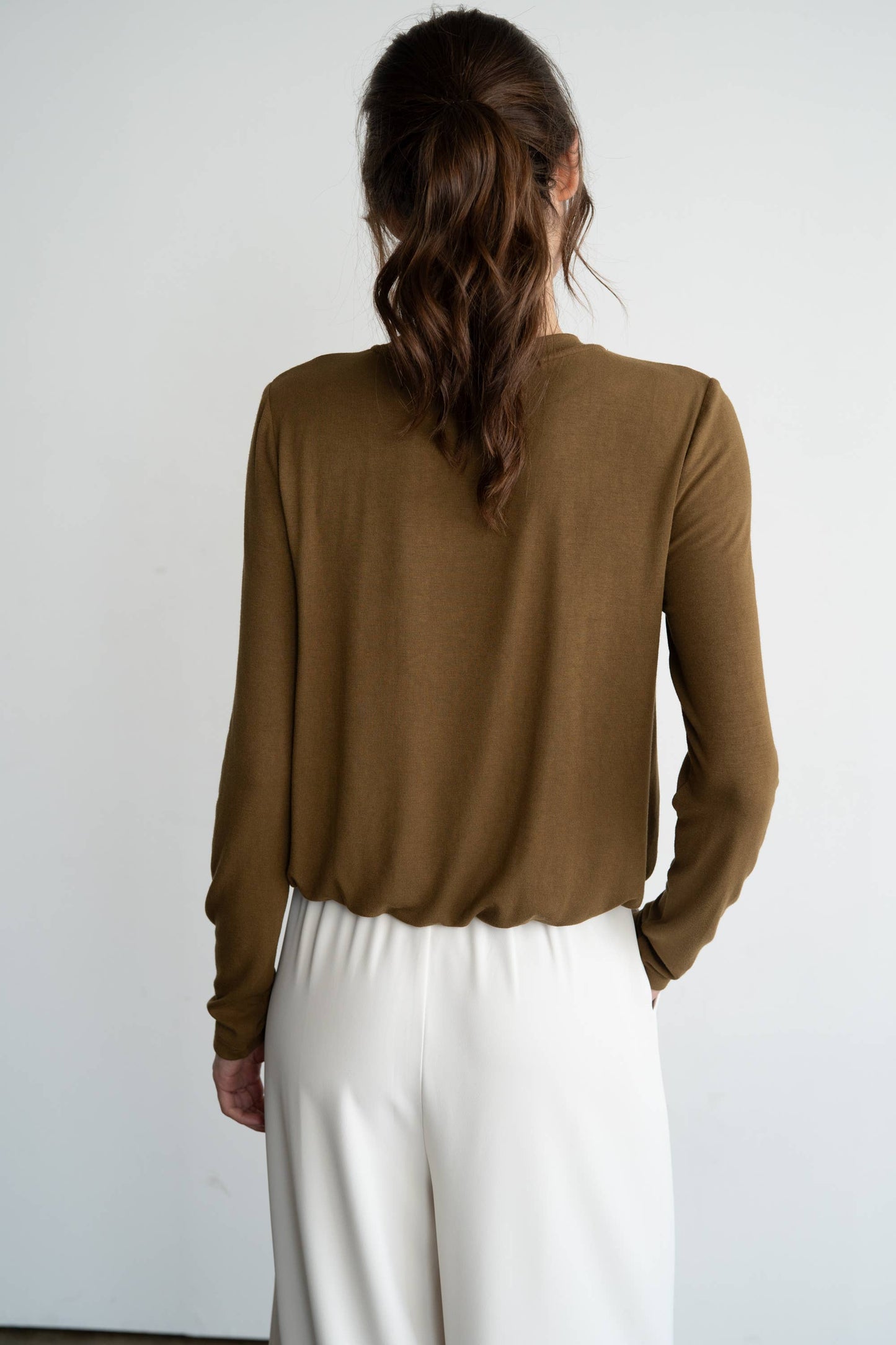Bubble Hem Long Sleeve Top