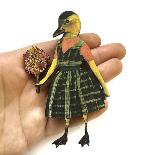 Duck Girl Laser Cut Wood Magnet