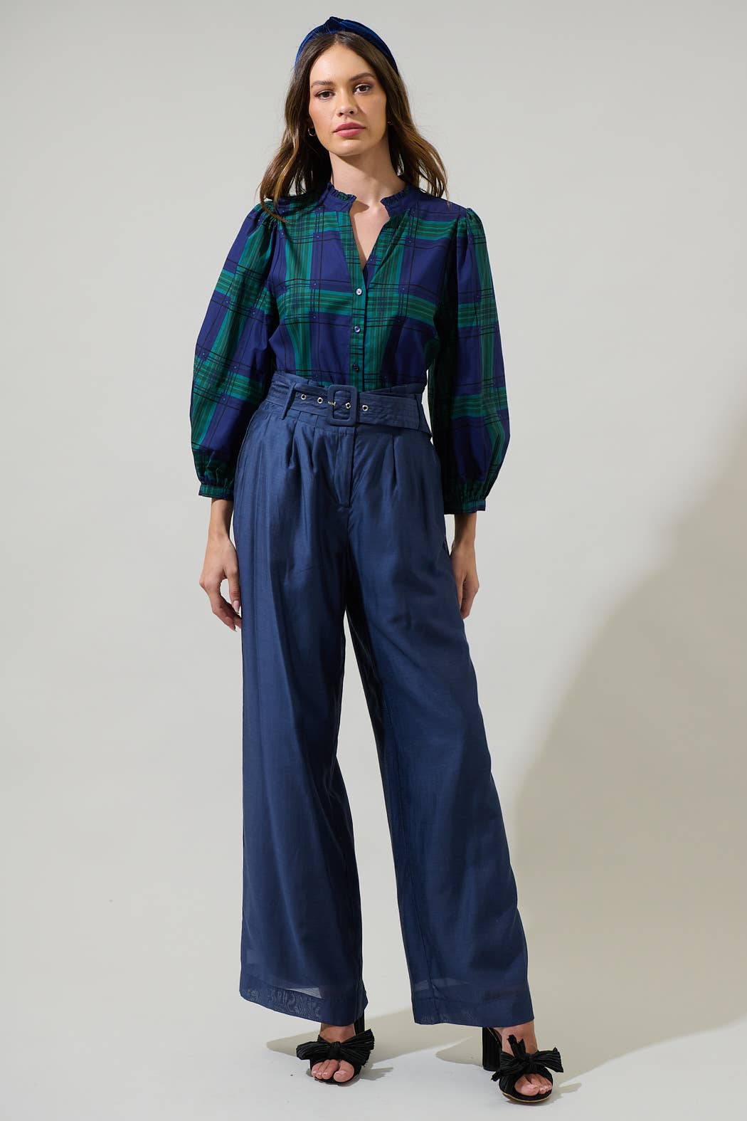 Laurel Plaid Button Up Top