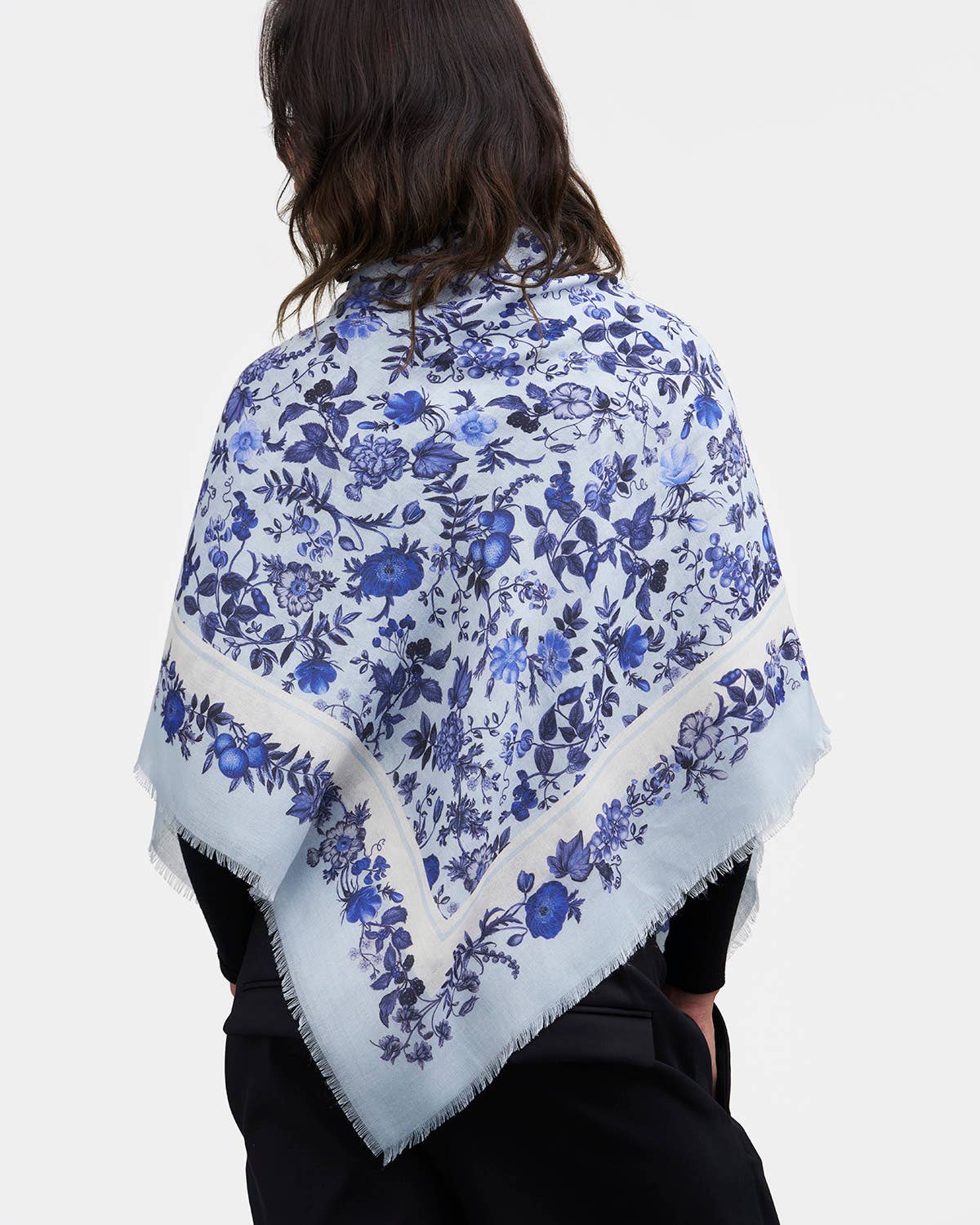 Ditsy Blue Folk Square Scarf