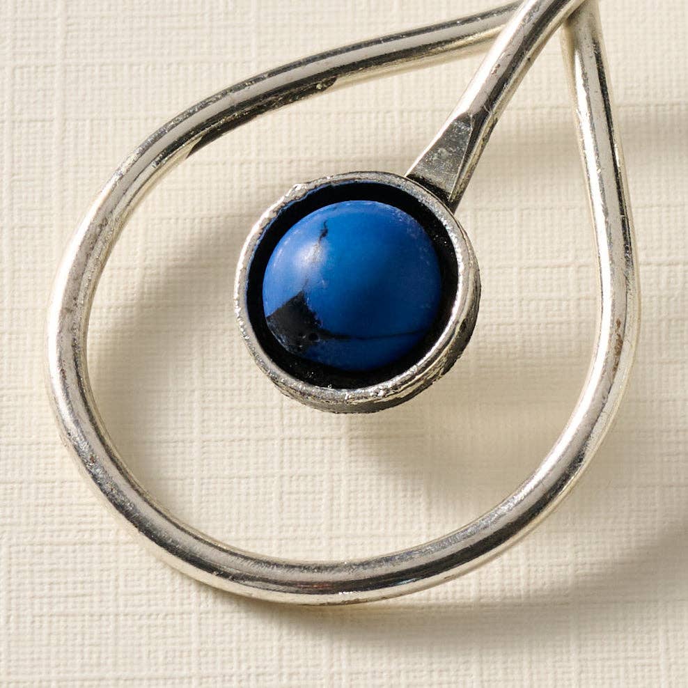 Kaksha Silver Cobalt Bead Drop Earrings