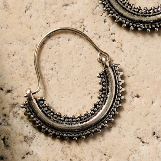 Manake Silvertone Arc Dangle Earrings