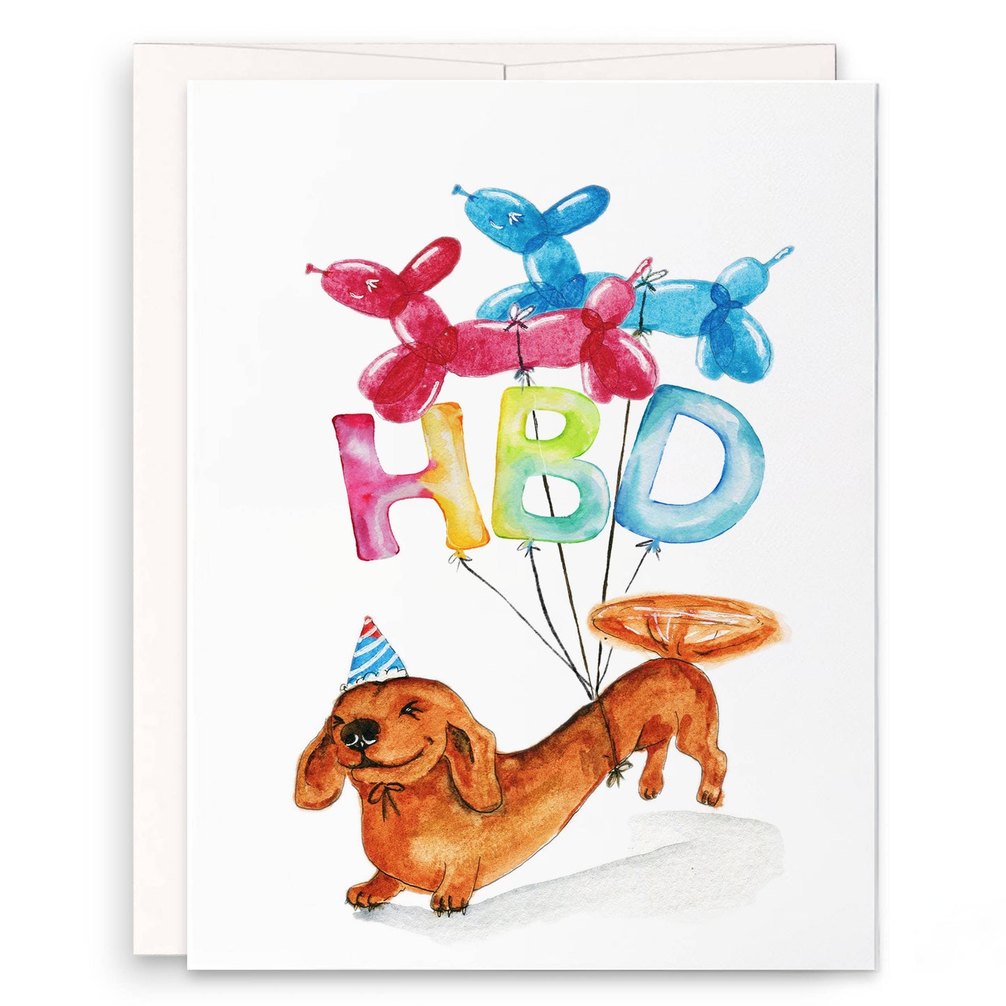 Wiener HBD Party Balloons - Funny Birthday Card