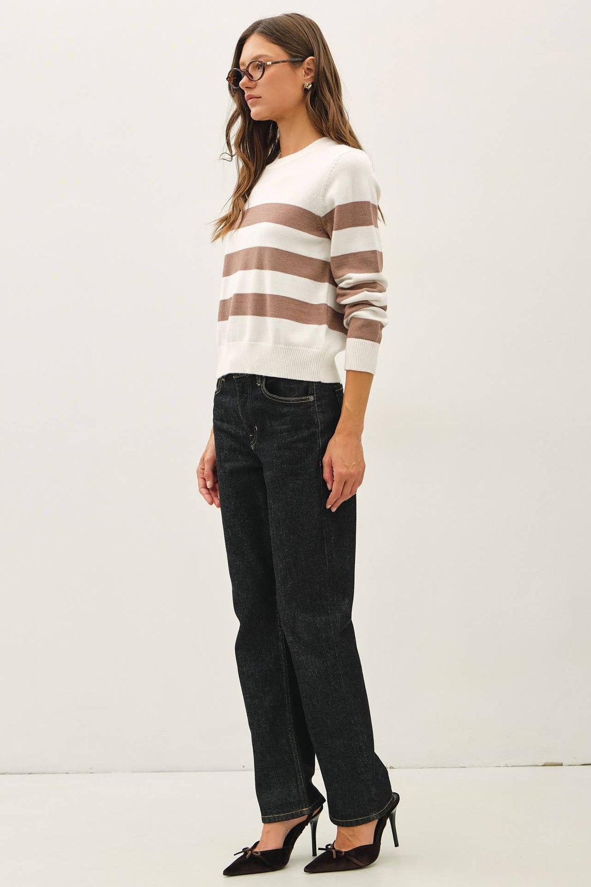 Classic Large Stripe Crewneck Sweater