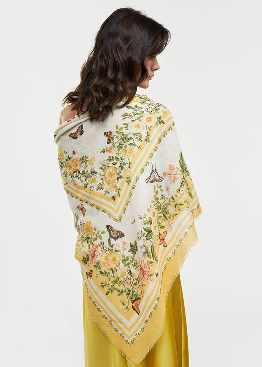 Cybele Yellow Narrative Square Scarf