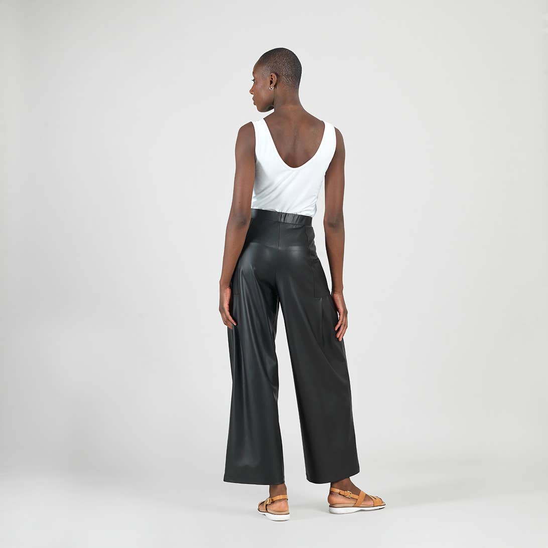 Liquid Leather™ - Sheen Pleated Wide Leg Pocket Pant