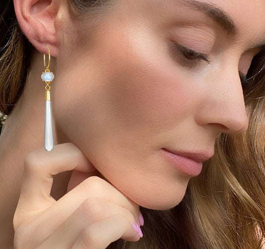 Gem Drop Earring - Topaz & Aqua Chalcedony