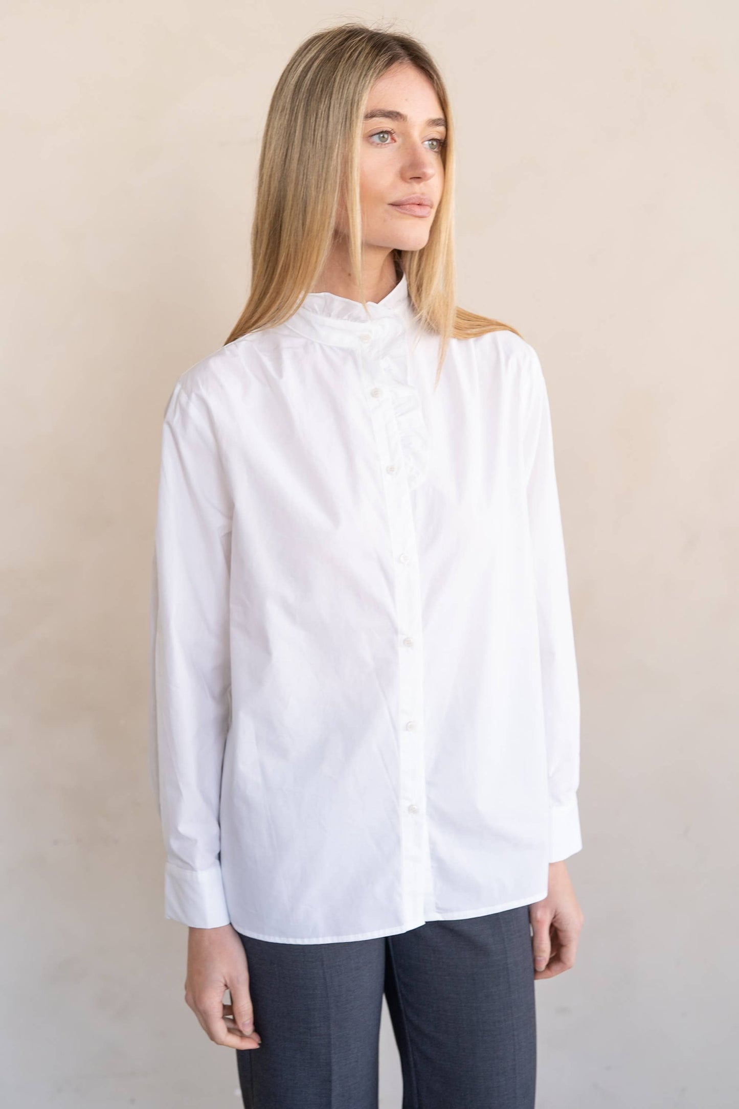 Ruffle Collar Button Blouse