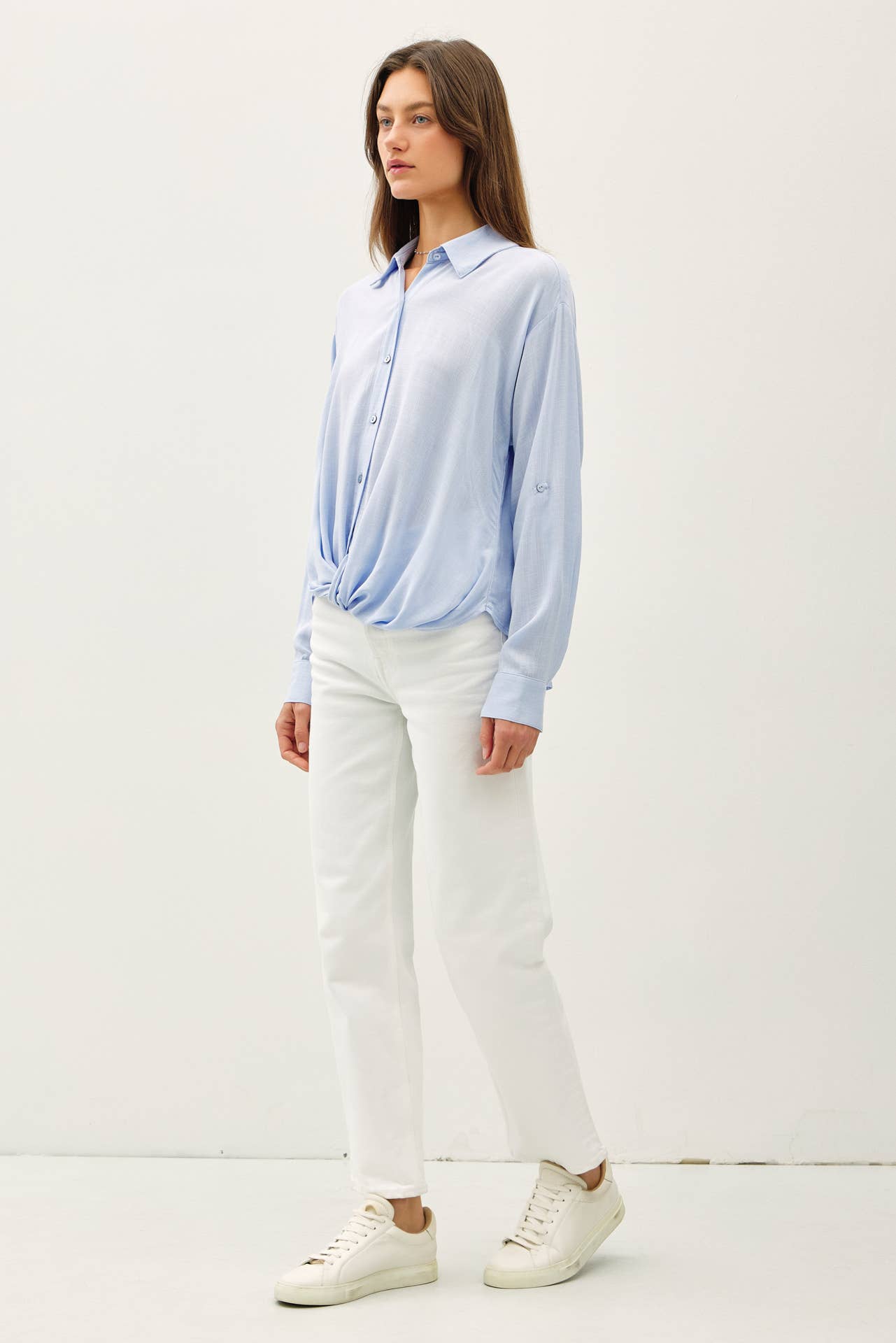 Twist Detail Button Down Shirt