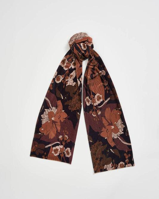 Deco Blooms Black Velvet Scarf