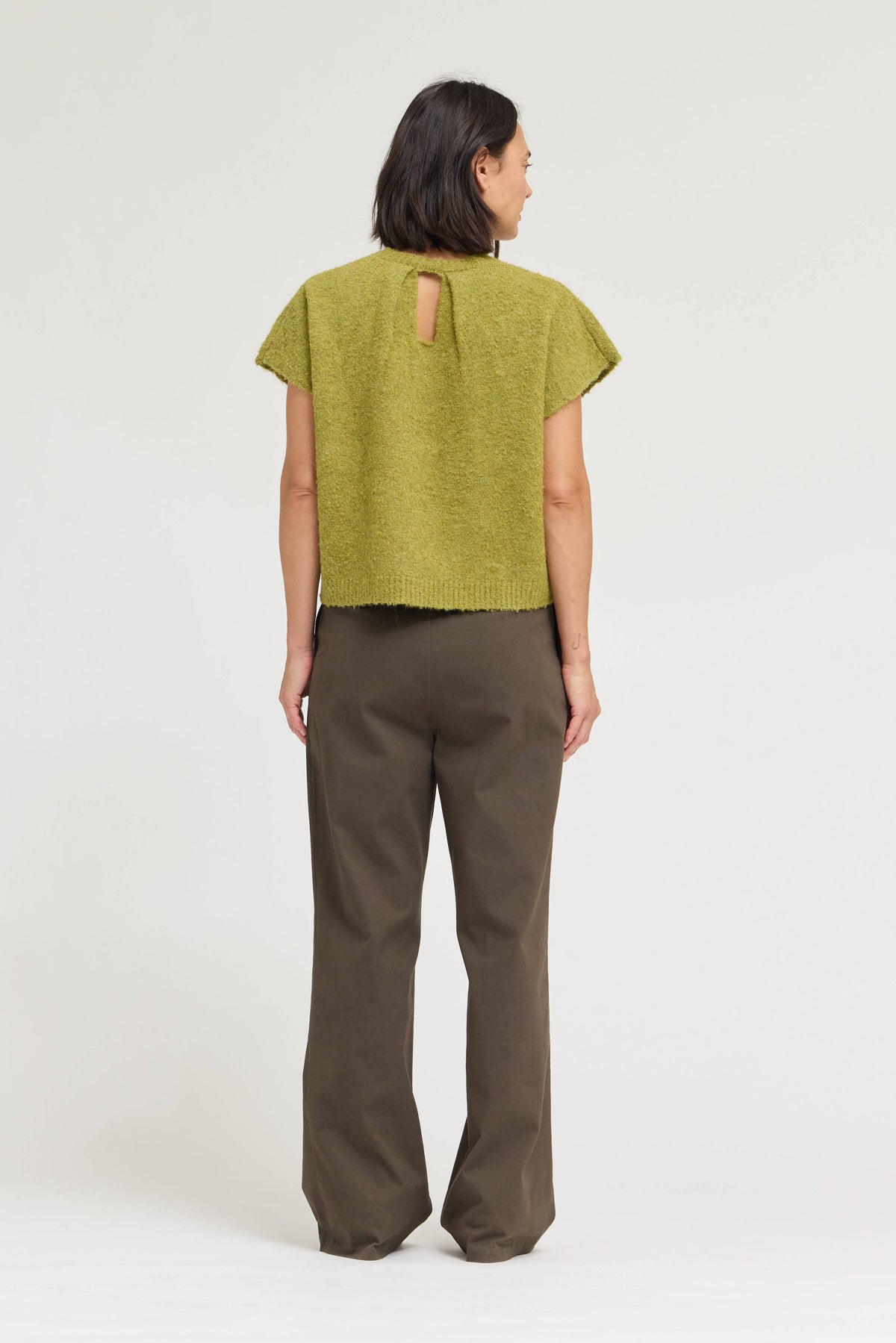 Pleated Boucle Sweater Top