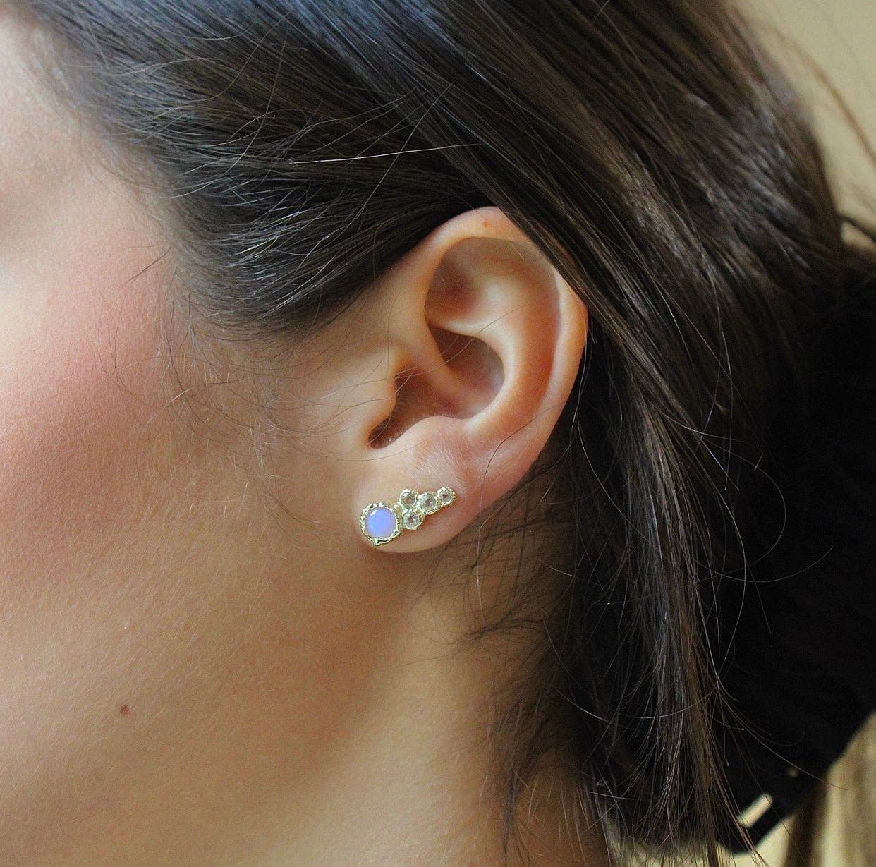 Opalite Topaz Ear Climbers