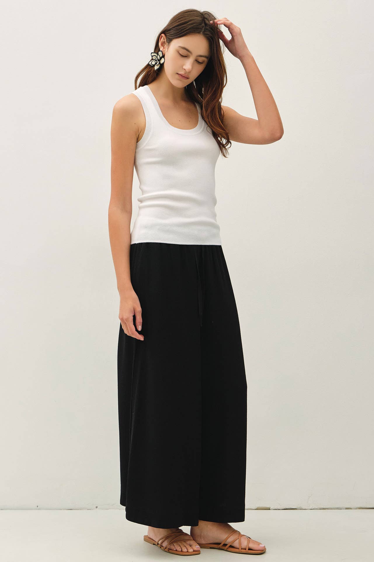 Linen Blend Palazzo Pants