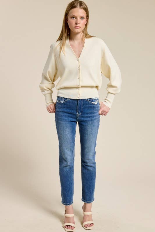 Luxe Button-Up Cardigan - Cream