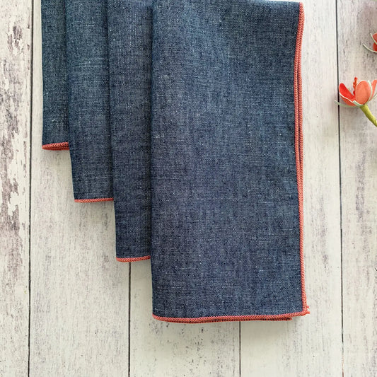 Linen Chambray Cloth Napkins - Set of 4