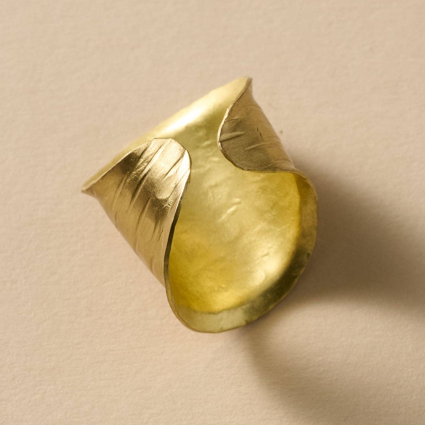 Diva Hammered Brass Cuff Ring