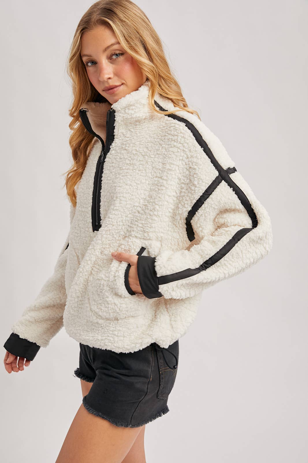 Contrast Sherpa Fleece Top