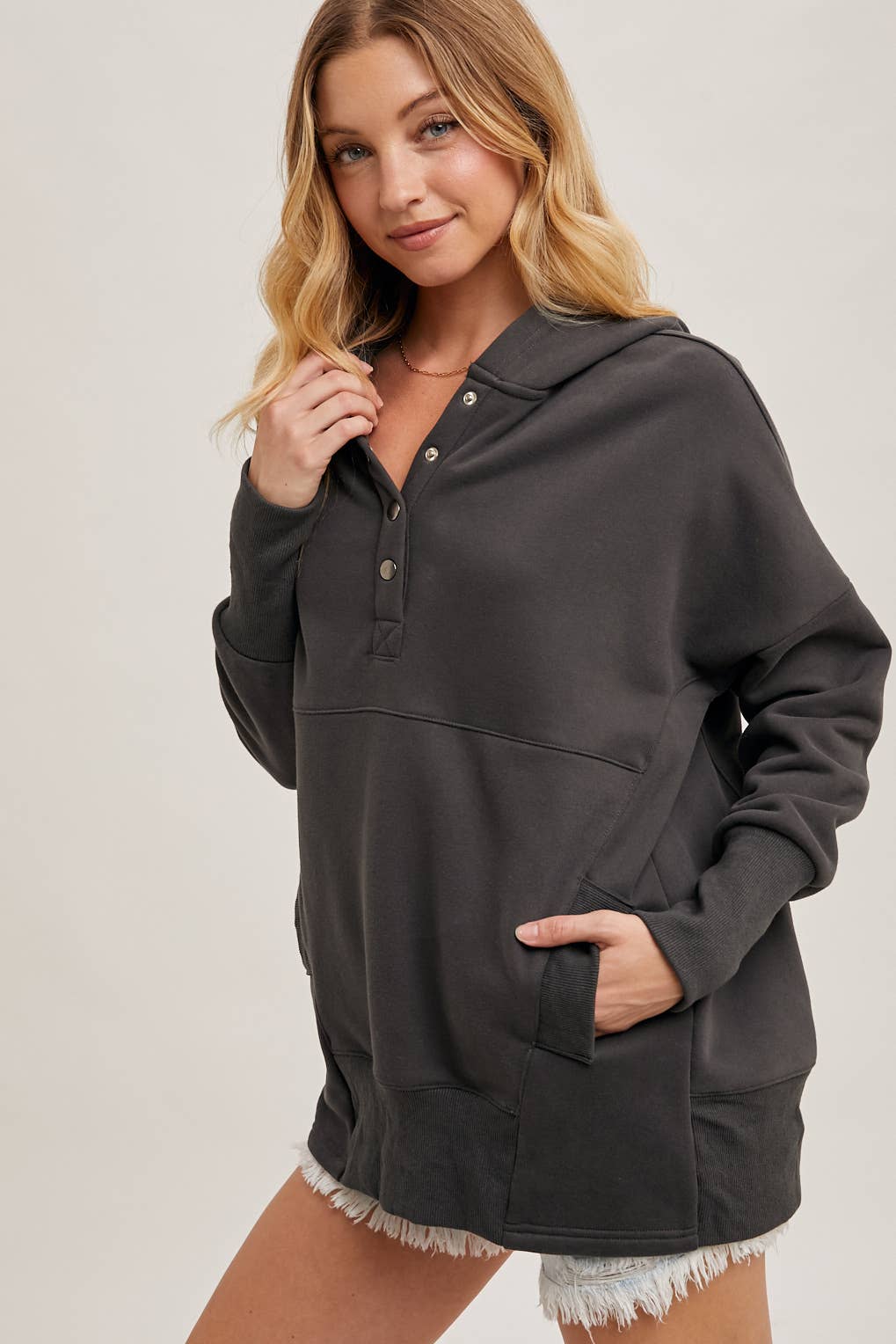 French Terry Dolman Tunic Hoodie