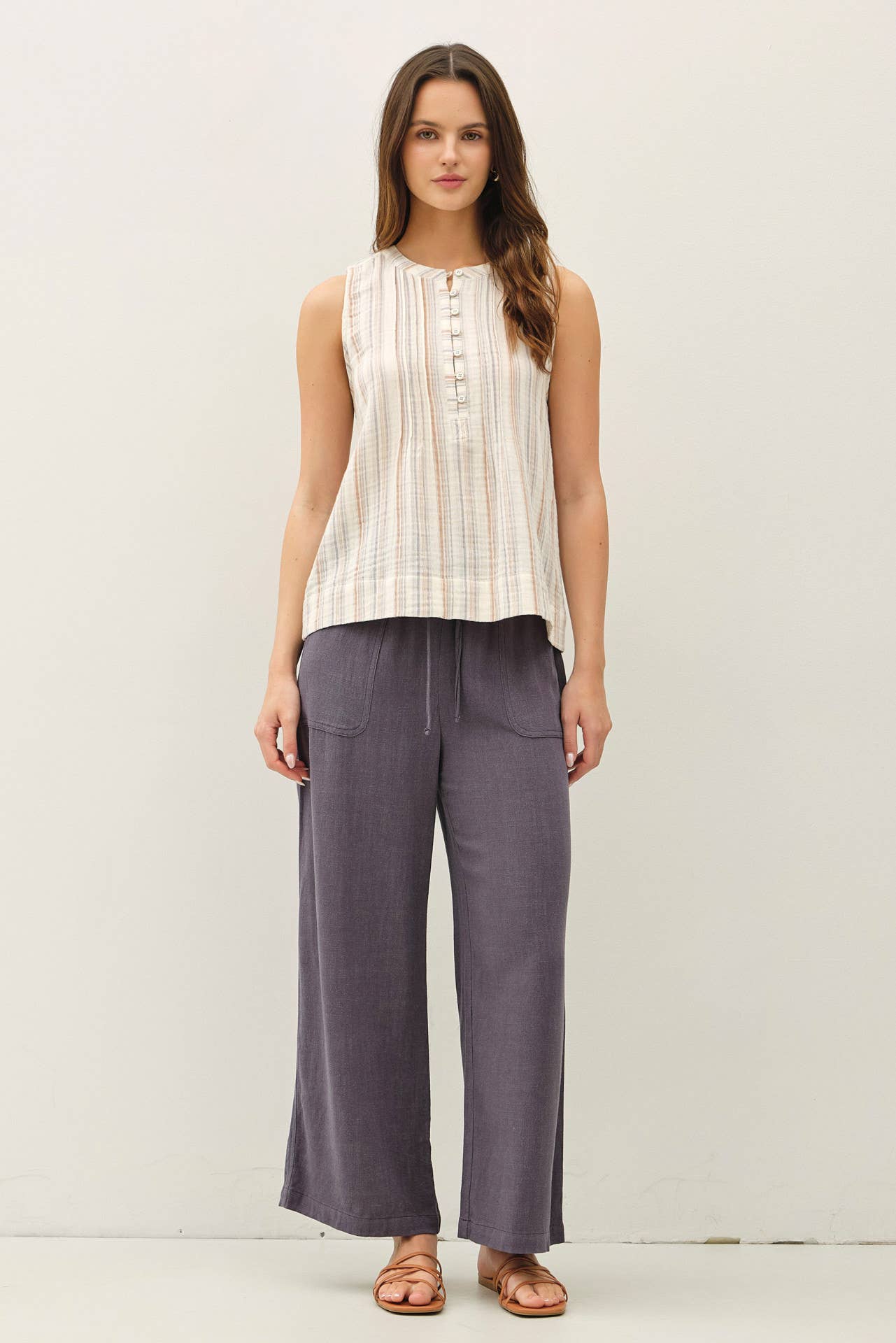 Striped Gauze Sleeveless Top