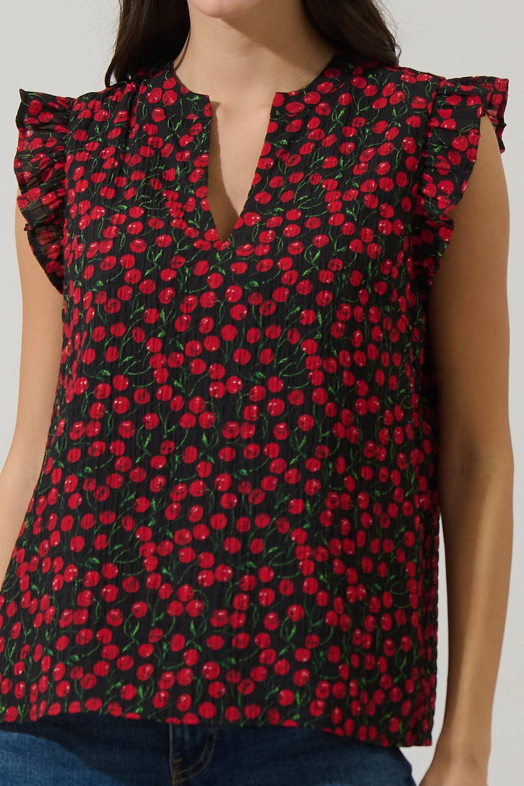 Cherry Crush Ruffle Blouse
