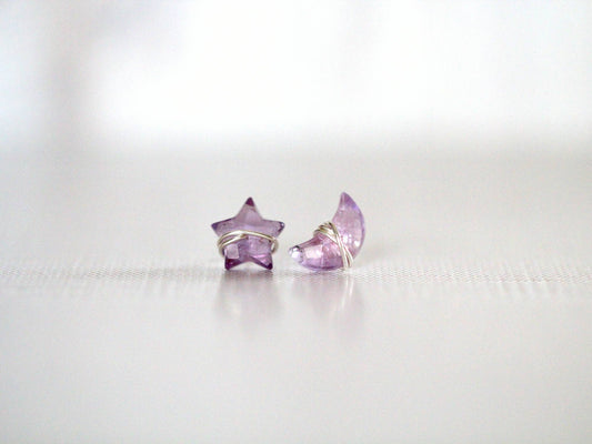 Moonbeam + Stardust Studs - Amethyst