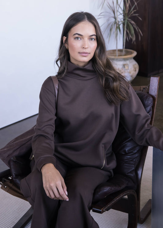 Butter Modal Side Zipper Top - Cocoa