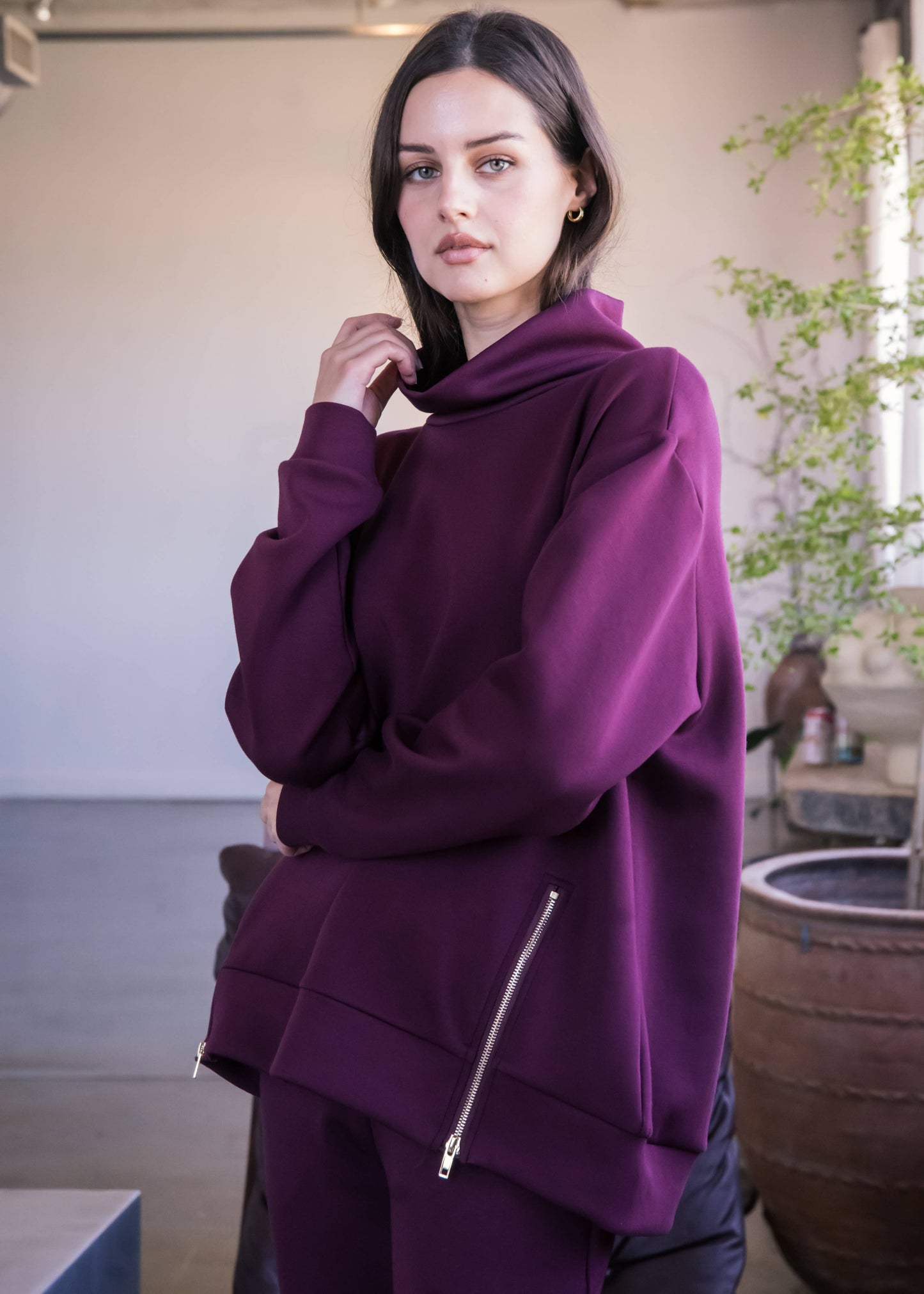 Butter Modal Side Zipper Top - Port