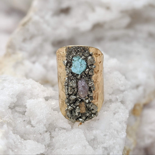 Tri-Color Gemstone Statement Ring