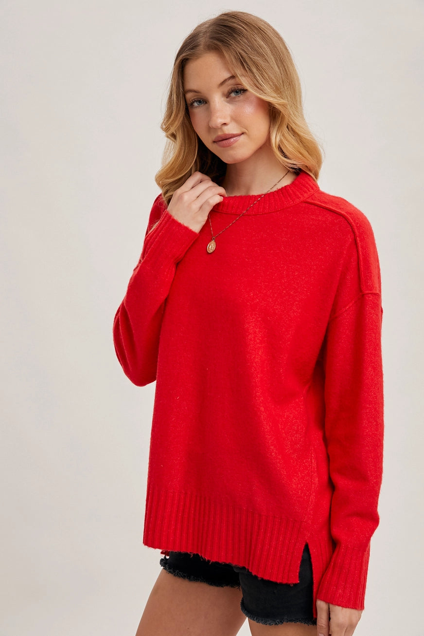 Crew Neck Sweater - Ruby
