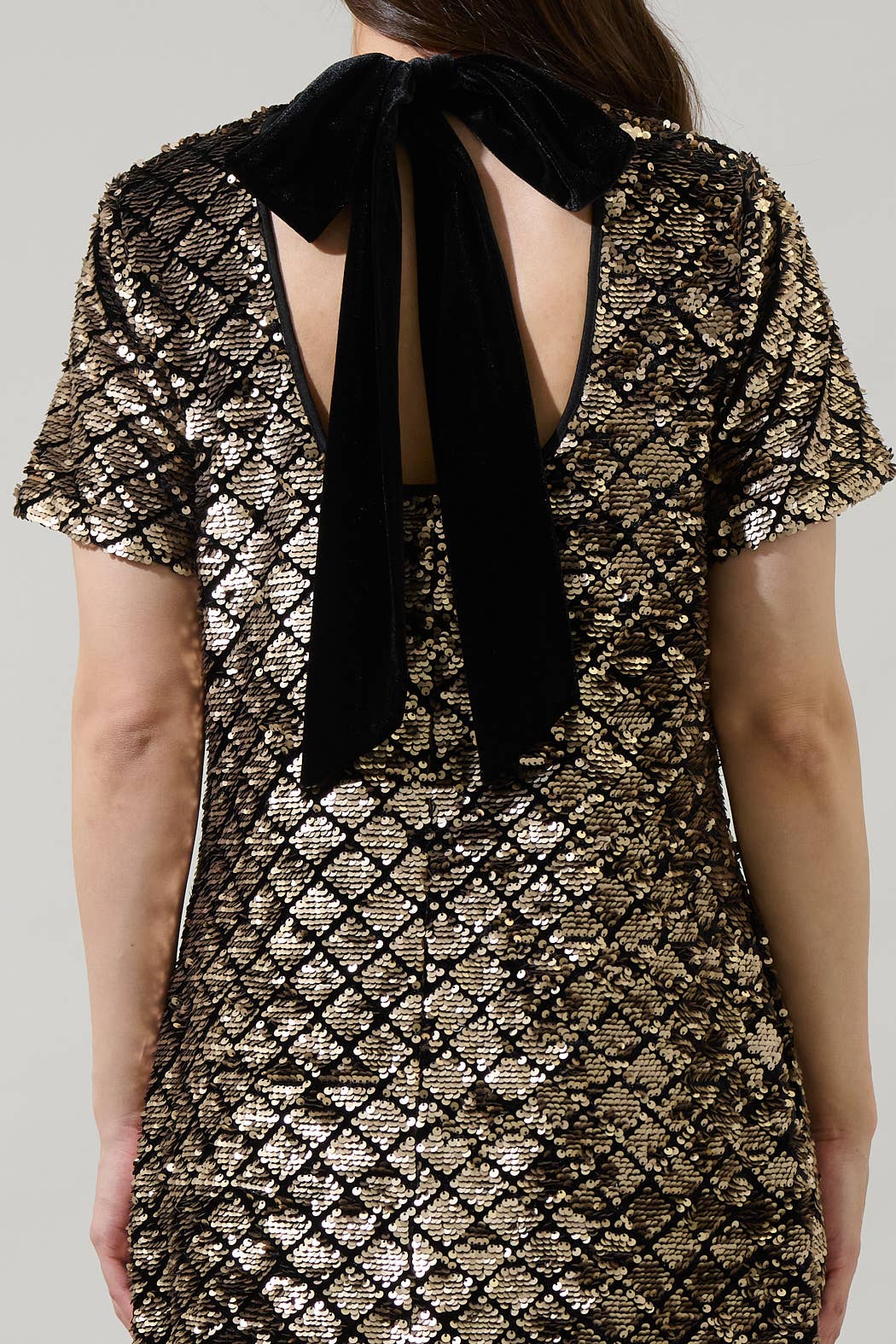 Nova Sequin Back Bow Mini Dress