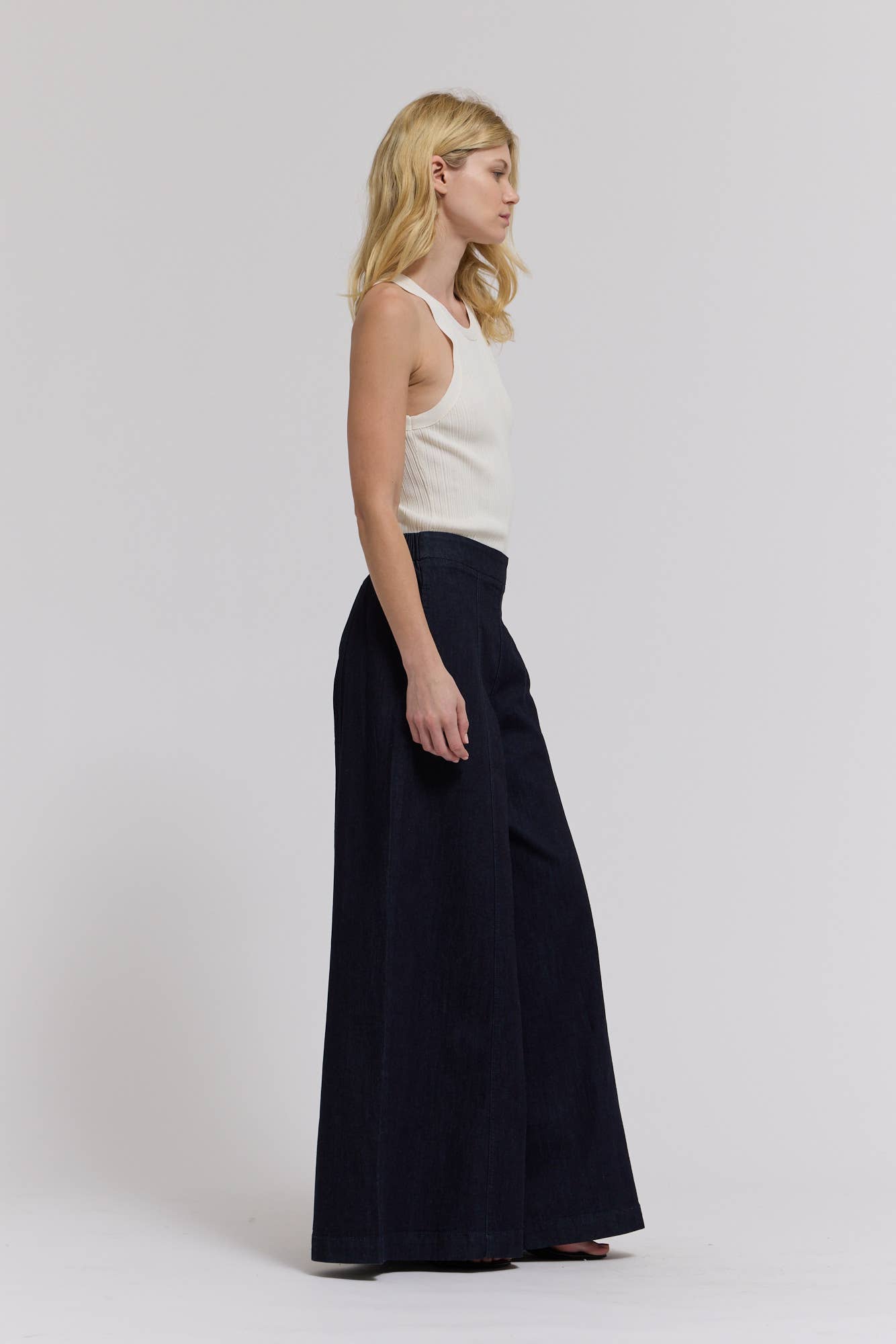 Denim Panel Maxi Pants