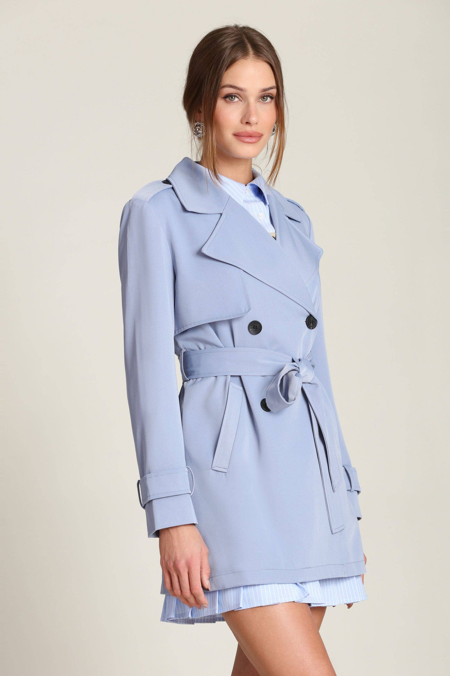 Periwinkle Belted Trench Coat