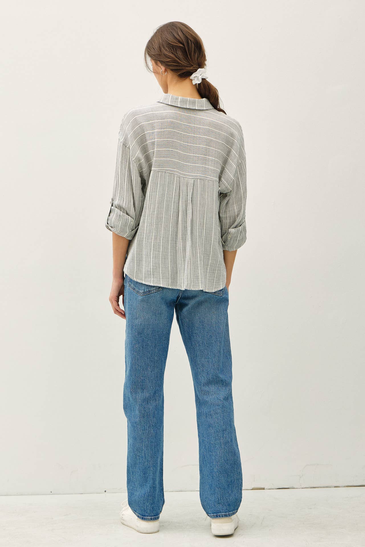 Striped Cotton Gauze Button Up