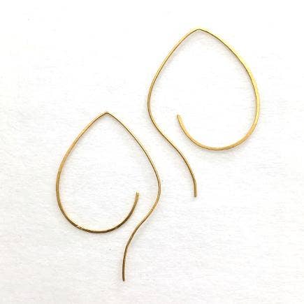 Pipal Leaf Brass Threader Earrings