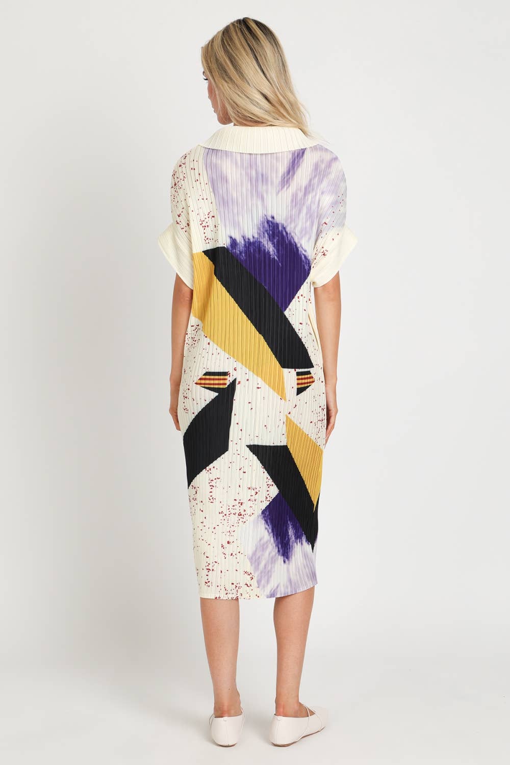 Modern Abstract Button Down Midi Dress