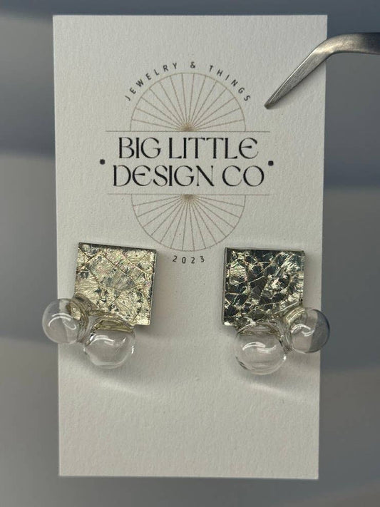 Square Crackle Bubble Studs
