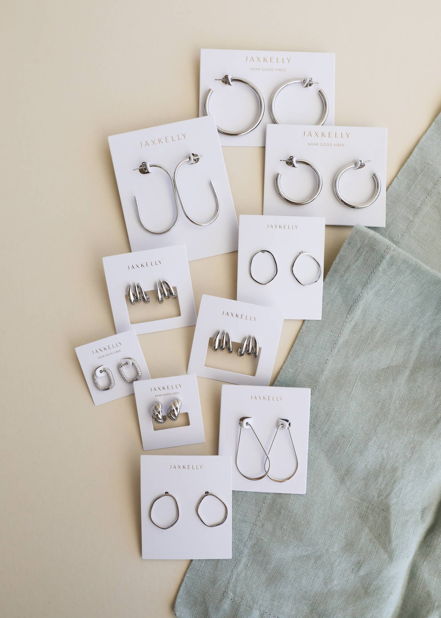 Silver Three Hoop Huggie Earring