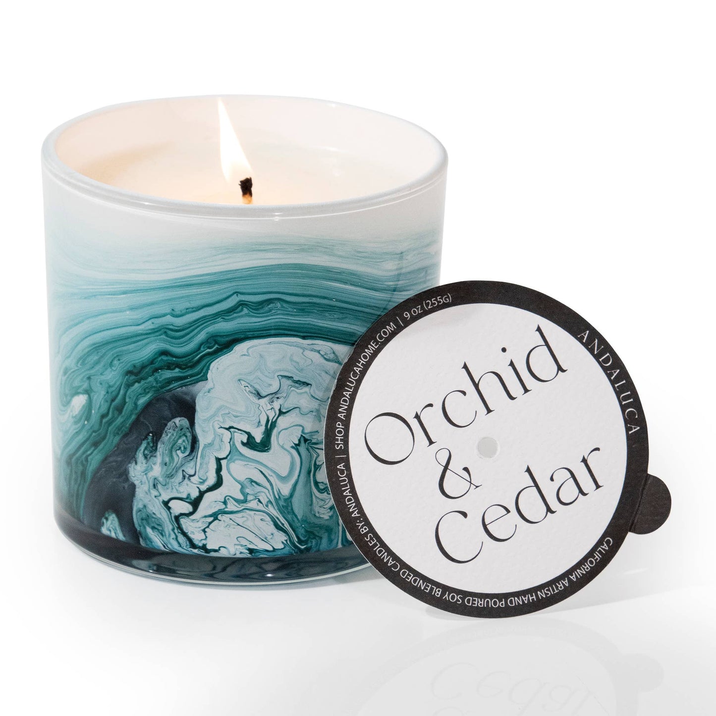 Orchid & Cedar Swirl Glass Candle