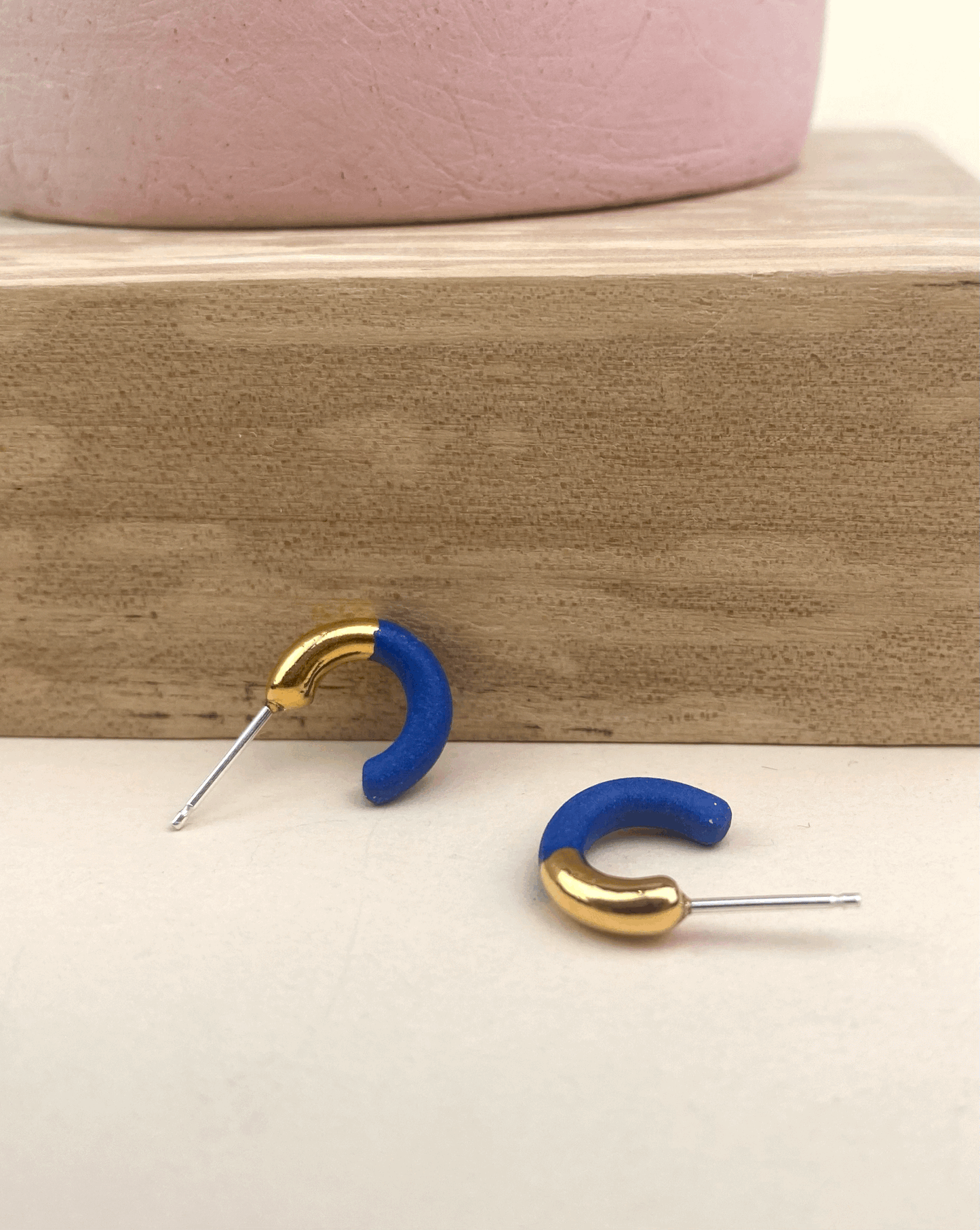 Porcelain Hoop Studs - Multiple Colors