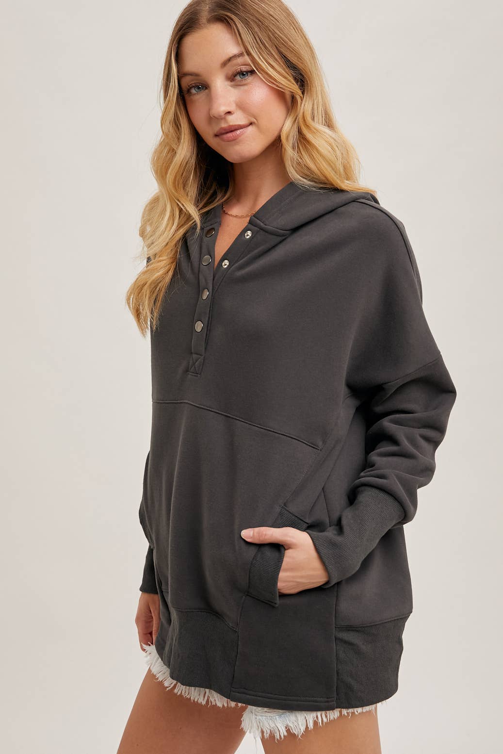 French Terry Dolman Tunic Hoodie