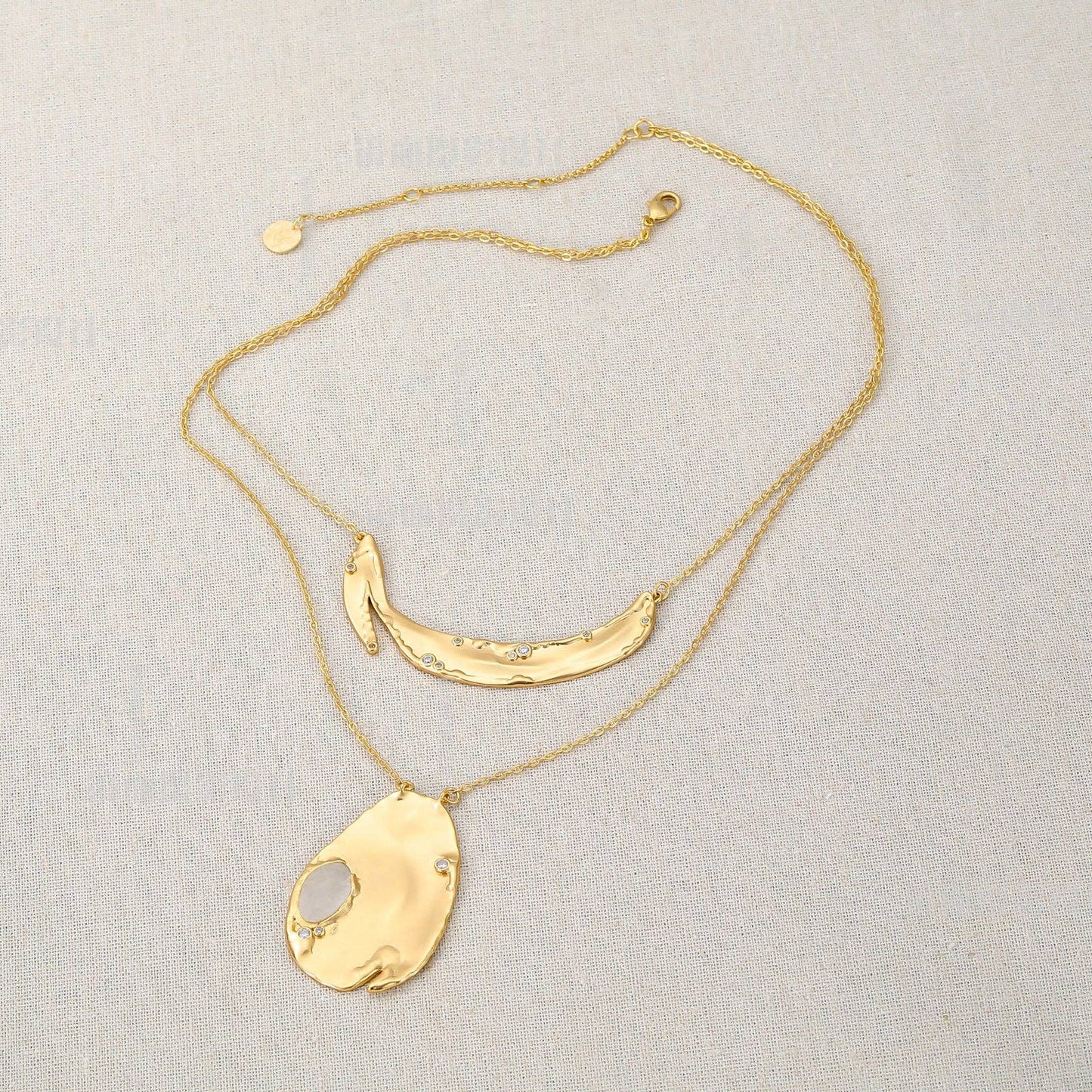 Clear Quartz Duo Pendant Necklace